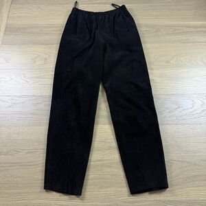 Vintage Cedars Pants Women Medium Suede Leather Black Stretch Waist Dress